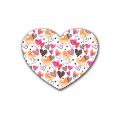 Colorful Cute Hearts Pattern Heart Coaster (4 pack) 