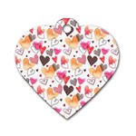 Colorful Cute Hearts Pattern Dog Tag Heart (Two Sides) Front