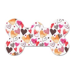 Colorful Cute Hearts Pattern Dog Tag Bone (Two Sides)