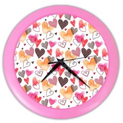 Colorful Cute Hearts Pattern Color Wall Clocks