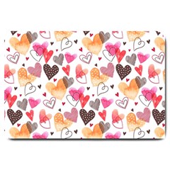 Colorful Cute Hearts Pattern Large Doormat  by TastefulDesigns