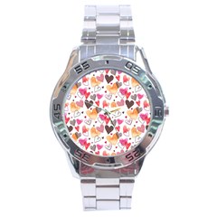 Colorful Cute Hearts Pattern Stainless Steel Analogue Watch by TastefulDesigns