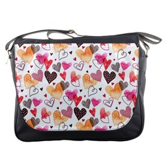 Colorful Cute Hearts Pattern Messenger Bags by TastefulDesigns