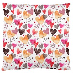 Colorful Cute Hearts Pattern Large Flano Cushion Case (Two Sides)