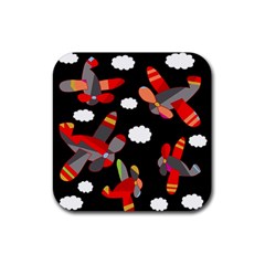 Playful airplanes  Rubber Coaster (Square) 