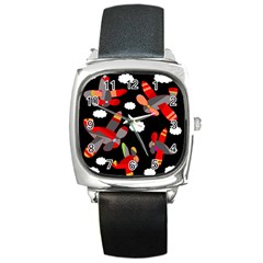 Playful airplanes  Square Metal Watch