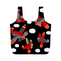 Playful airplanes  Full Print Recycle Bags (M) 