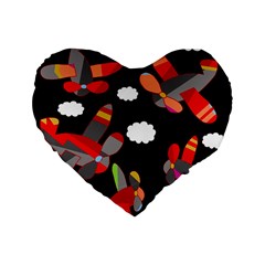 Playful airplanes  Standard 16  Premium Flano Heart Shape Cushions