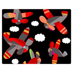 Playful airplanes  Double Sided Flano Blanket (Medium) 