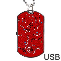 Red Fantasy Dog Tag Usb Flash (two Sides)  by Valentinaart
