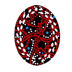 Red Fantasy 2 Oval Filigree Ornament (2-side)  by Valentinaart
