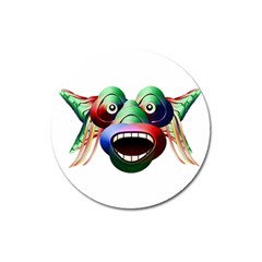 Futuristic Funny Monster Character Face Magnet 3  (round) by dflcprints