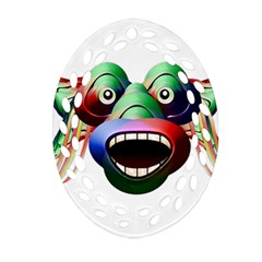 Futuristic Funny Monster Character Face Ornament (oval Filigree)  by dflcprints