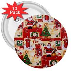 Santa Clause Mail Bird Snow 3  Buttons (10 pack) 