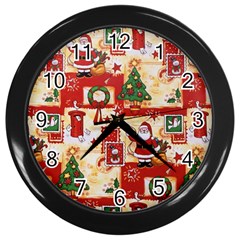 Santa Clause Mail Bird Snow Wall Clocks (Black)