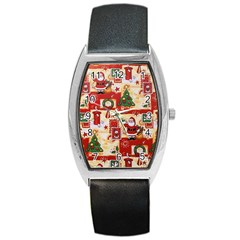 Santa Clause Mail Bird Snow Barrel Style Metal Watch