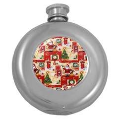 Santa Clause Mail Bird Snow Round Hip Flask (5 oz)