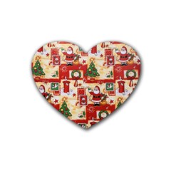 Santa Clause Mail Bird Snow Heart Coaster (4 pack) 