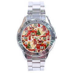 Santa Clause Mail Bird Snow Stainless Steel Analogue Watch