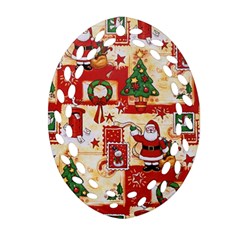 Santa Clause Mail Bird Snow Ornament (Oval Filigree) 