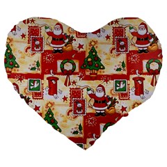 Santa Clause Mail Bird Snow Large 19  Premium Heart Shape Cushions