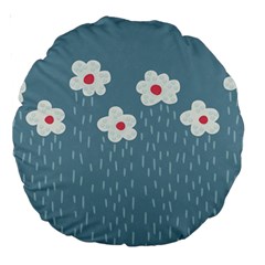 Cloudy Sky With Rain And Flowers Large 18  Premium Round Cushions by CreaturesStore