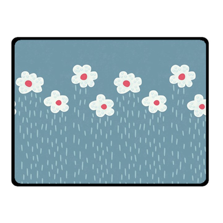 Cloudy Sky With Rain And Flowers Double Sided Fleece Blanket (Small) 