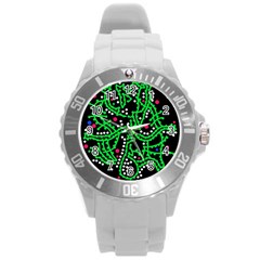 Green Fantasy Round Plastic Sport Watch (l) by Valentinaart