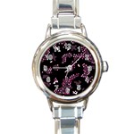 In my mind - pink Round Italian Charm Watch Front