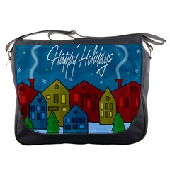 Xmas Landscape Messenger Bags by Valentinaart