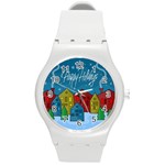 Xmas landscape Round Plastic Sport Watch (M) Front