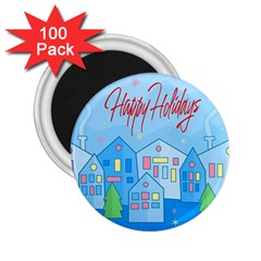 Xmas Landscape - Happy Holidays 2 25  Magnets (100 Pack)  by Valentinaart