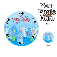 Xmas Landscape - Happy Holidays Playing Cards 54 (round)  by Valentinaart