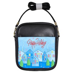 Xmas Landscape - Happy Holidays Girls Sling Bags by Valentinaart