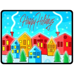 Christmas Magical Landscape  Double Sided Fleece Blanket (large) 