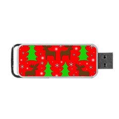 Reindeer And Xmas Trees Pattern Portable Usb Flash (one Side) by Valentinaart