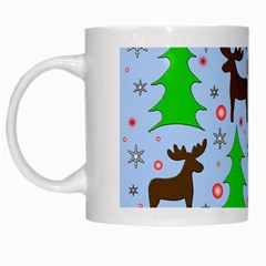Reindeer And Xmas Trees  White Mugs by Valentinaart