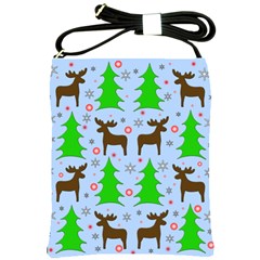 Reindeer And Xmas Trees  Shoulder Sling Bags by Valentinaart