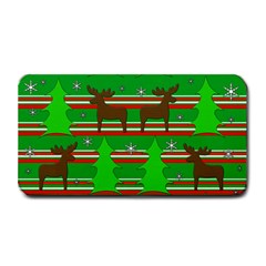 Christmas Trees And Reindeer Pattern Medium Bar Mats by Valentinaart