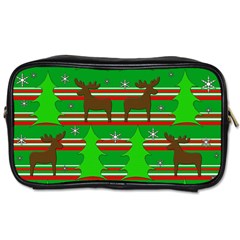 Christmas Trees And Reindeer Pattern Toiletries Bags by Valentinaart