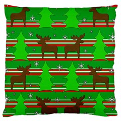 Christmas Trees And Reindeer Pattern Large Cushion Case (one Side) by Valentinaart