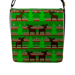 Christmas Trees And Reindeer Pattern Flap Messenger Bag (l)  by Valentinaart