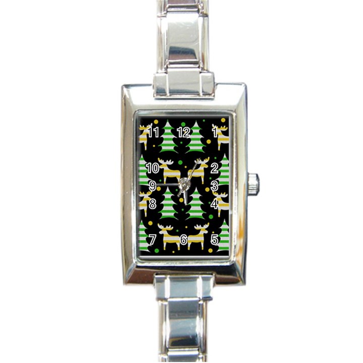 Decorative Xmas reindeer pattern Rectangle Italian Charm Watch