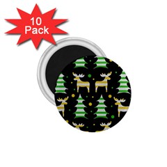 Decorative Xmas reindeer pattern 1.75  Magnets (10 pack) 