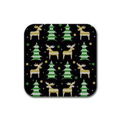 Decorative Xmas reindeer pattern Rubber Square Coaster (4 pack) 