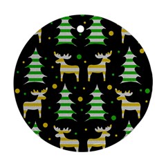 Decorative Xmas reindeer pattern Round Ornament (Two Sides) 