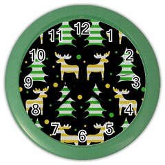 Decorative Xmas reindeer pattern Color Wall Clocks