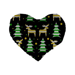 Decorative Xmas reindeer pattern Standard 16  Premium Heart Shape Cushions
