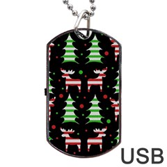 Reindeer Decorative Pattern Dog Tag Usb Flash (two Sides)  by Valentinaart