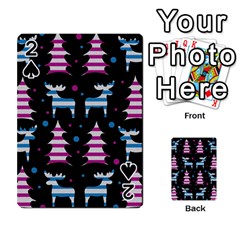 Blue And Pink Reindeer Pattern Playing Cards 54 Designs  by Valentinaart